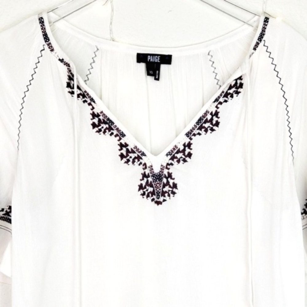 PAIGE Chessa Flowy Bohemian Embroidered Blouse XS - Picture 6 of 7